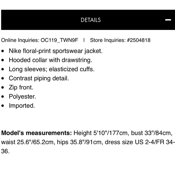 NWT Nike Floral-Print Sportswear Jacket - Picture 4 of 7